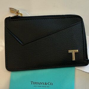 Tiffany & Co. Black Leather Card Holder zipper wallet